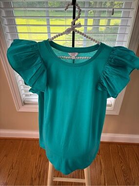 Crown Teal Pearl-Trim Knit Top